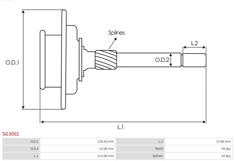 Коронна шестірня, планетарна передача (стартер), Auto Starter SG3002