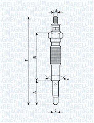 Свічка розжарювання, FORD/KIA/MAZDA 323/626/BESTA/RANGER/MPV 96- 2.2-2.7D (UC46A), Magneti Marelli 062900063304