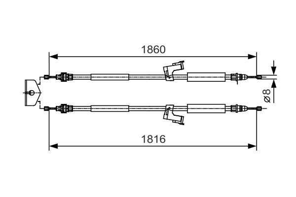 Тросовий привод, стоянкове гальмо, VOLVO трос ручного гальма C30, C70 II, V40, Bosch 1987482019