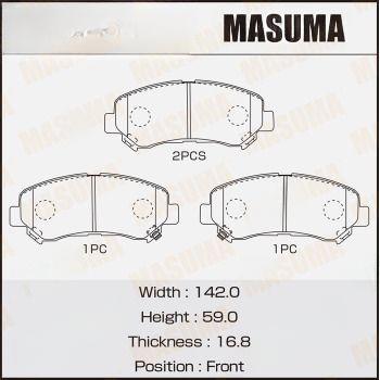 Комплект гальмівних колодок, передня вісь, 59мм, Nissan Qashqai (06-13), X-Trail (07-14)/Suzuki Kizashi (09-15) (MS-2546) MASUMA, Masuma MS2546