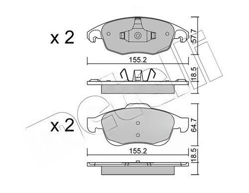 Комплект гальмівних накладок, дискове гальмо, без контакту попередження про знос, C4 Picasso/DS4/Berlingo2/Partner2, Metelli 22-0800-0