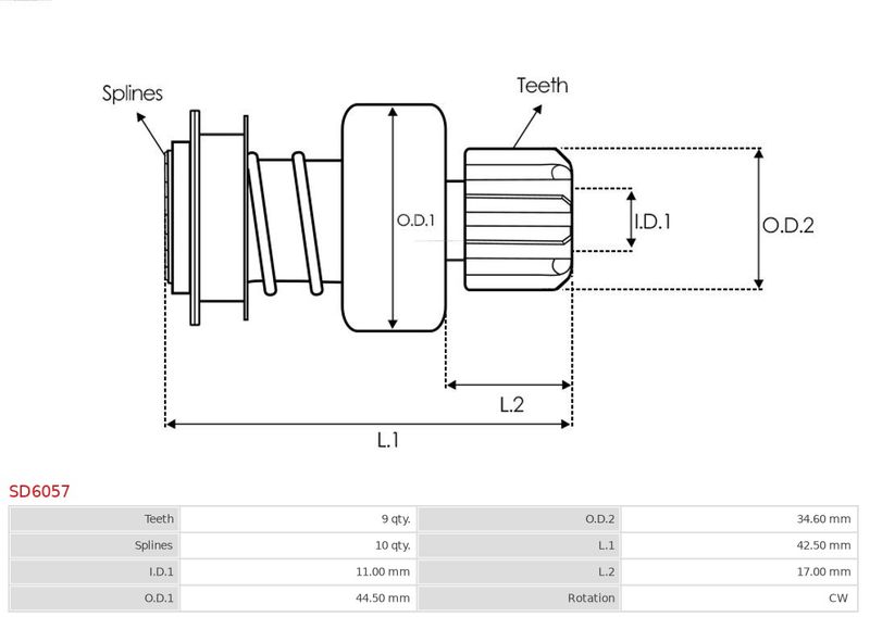 Механізм вільного ходу, стартер, Toyota, Auto Starter SD6057