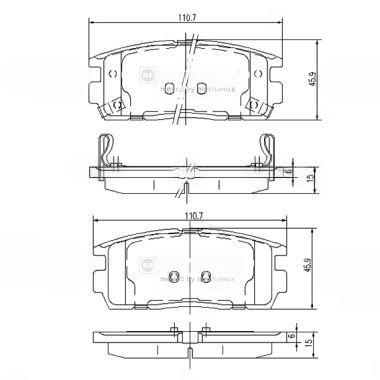 Комплект гальмівних накладок, дискове гальмо, задня вісь, Nipparts J3610905