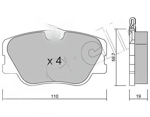 Комплект гальмівних накладок, дискове гальмо, Metelli 22-0061-0