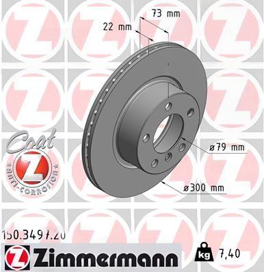 Гальмівний диск, Zimmermann 150.3497.20