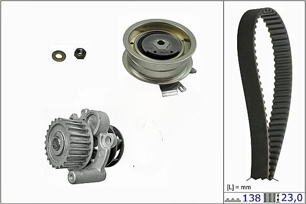 Водяний насос + зубчастий ремінь, VW Caddy III, 2.0 EcoFuel, 2006> /Golf IV /V - Passat B5, 2.0 i, 1998>, (к-т: ролик, Ina 530017130