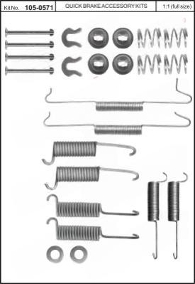 Комплект приладдя, гальмівна колодка, VW Transporter -92, Quick Brake 105-0571