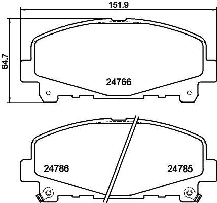 Комплект гальмівних накладок, дискове гальмо, Hella 8DB355013-881