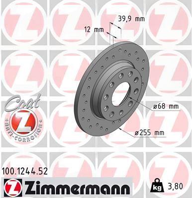 Гальмівний диск, Zimmermann 100.1244.52