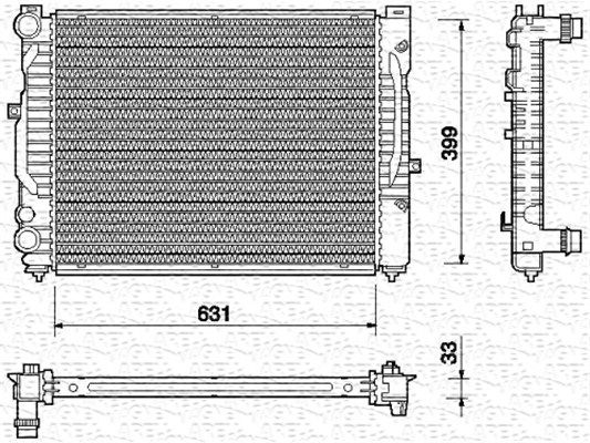 Радіатор, система охолодження двигуна, AUDI A4 1.6-1.8 20V-1.9 DI/TDI [350213712000], Magneti Marelli 350213712000