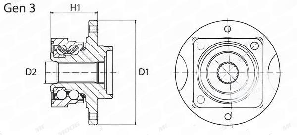 Комплект колісних підшипників, OPEL ASTRA G/ZAFIRA A 98-05 перед. 5 отверстий с ABS, Moog OP-WB-11091