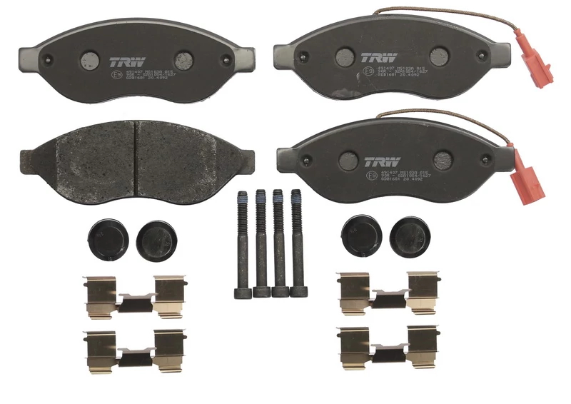Комплект гальмівних накладок, дискове гальмо, з контактом попередження про знос, Citroen Jumper/Fiat Ducato/Peugeot Boxer 06-, Trw GDB1681