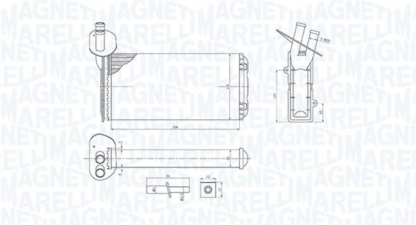 Теплообмінник, система опалення салону, VW радіатор пічки T4 90-, Magneti Marelli 350218410000