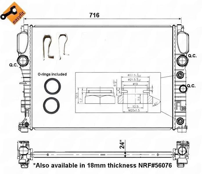 Радіатор, система охолодження двигуна, MERCEDES CLS280 08-, Nrf 53423