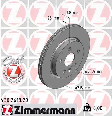 Гальмівний диск, Zimmermann 430.2618.20