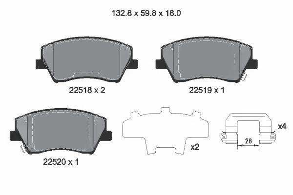 Комплект гальмівних накладок, дискове гальмо, Textar 2251801