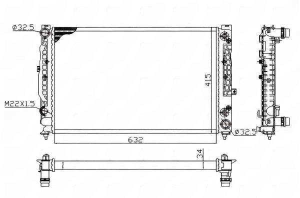 Радіатор, система охолодження двигуна, Nrf 519504A